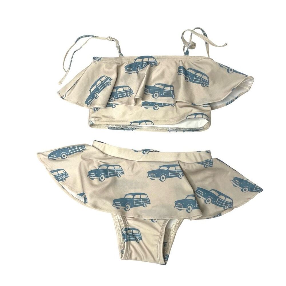 Kate Quinn swim set top and bottom Size 2T car print ruffle